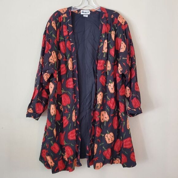 We Be Bop Colorful Beaded  Wearable Art Jacket Peppers 1X plus  Wimsical - Picture 2 of 6